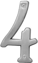 Hy-Ko BR-43SN, Prestige Series BR-43SN/4 House Number, Character: 4, 4 in H Character, Brass, Pack of 3