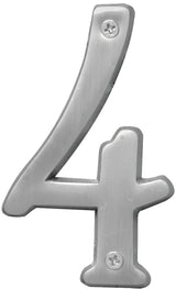 Hy-Ko BR-43SN, Prestige Series BR-43SN/4 House Number, Character: 4, 4 in H Character, Brass, Pack of 3