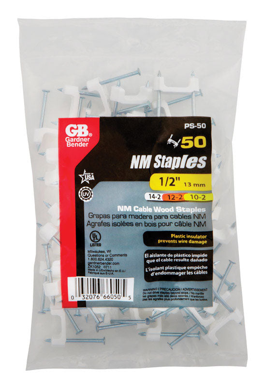 Gardner Bender 1/2 in. W Plastic Insulated Cable Staple 50 pk, Pack of 10