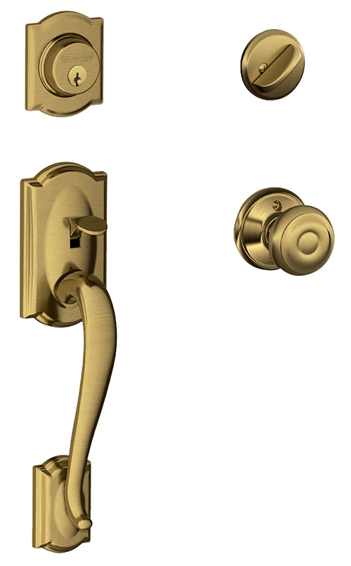 Schlage F60VADDXGEO716 Combination Lockset, Mechanical Lock, Knob Handle, Round Design, Aged Bronze, Yes, 1 Grade, Metal