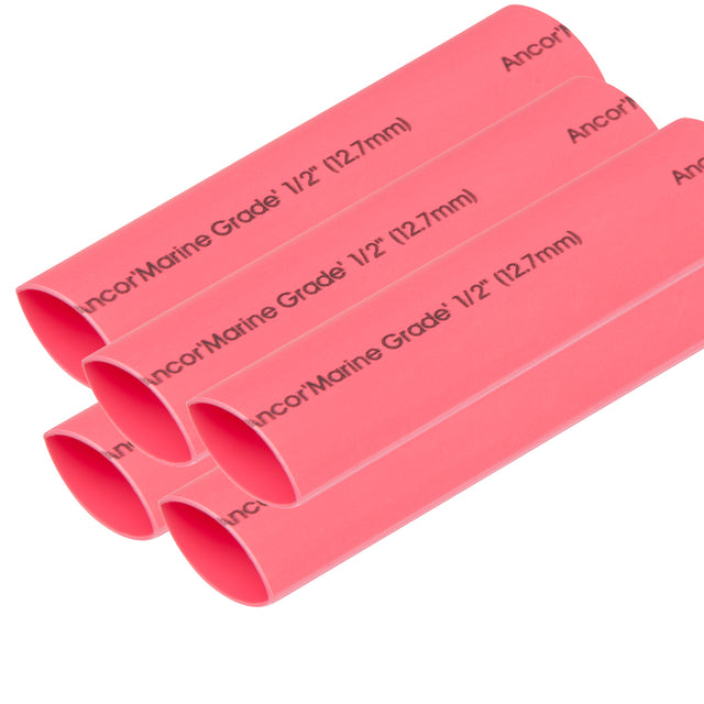 Ancor 305606 Marine Grade Adhesive Lined Heat Shrink Tubing, 1/2 x 6", Red, 5/Pk