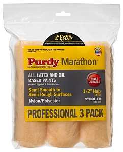 Purdy 14F861100 Roller Cover, 1/2 in Thick Nap, 9 in L, Nylon/Polyester Cover, 3/PK