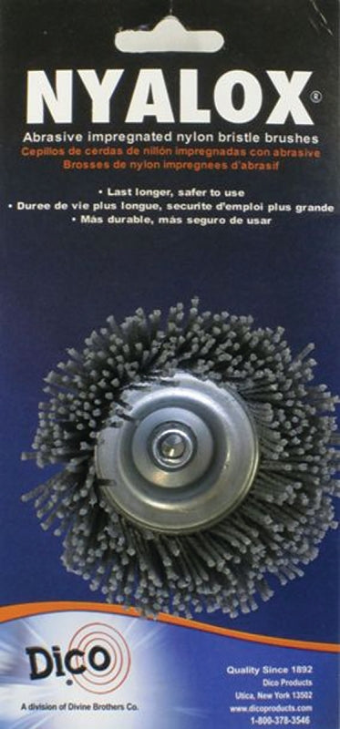 Dico 541-774-21/2 Wire Cup Brush, 2-1/2 in Dia, Nylon Bristle, 1/4 in Arbor/Shank