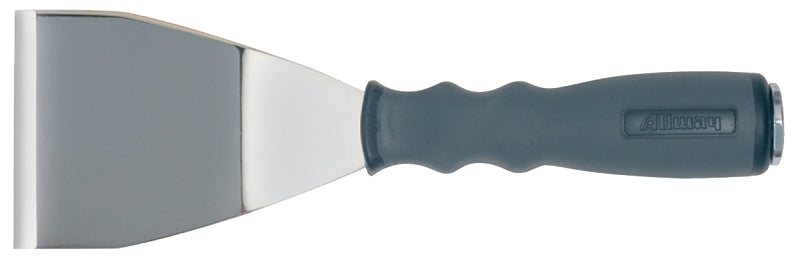 ALLWAY BS3 Paint Scraper, 3 in W Blade, Bent Blade, Steel Blade, Nylon Handle, Soft Grip Handle