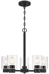 Westinghouse Sylvestre Series 6115300 Chandelier, 1-Tier, 5-Lamp, LED Lamp, Steel Fixture, Black Fixture
