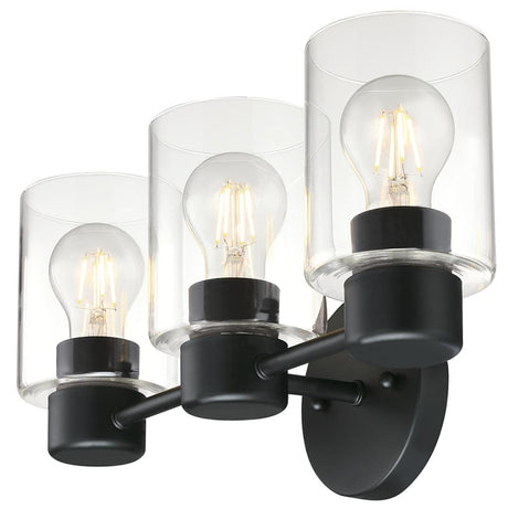 Westinghouse Sylvestre Series 6115600 Wall Fixture, 120 V, 3-Lamp, Incandescent, LED Lamp, Steel Fixture, Black Fixture