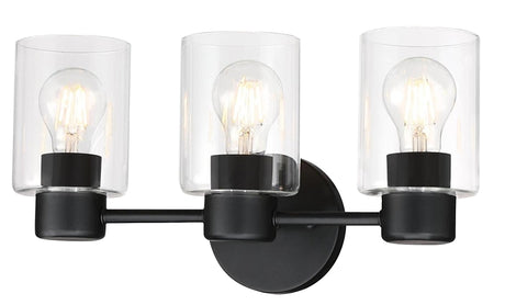 Westinghouse Sylvestre Series 6115600 Wall Fixture, 120 V, 3-Lamp, Incandescent, LED Lamp, Steel Fixture, Black Fixture