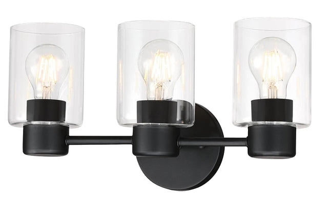 Westinghouse Sylvestre Series 6115600 Wall Fixture, 120 V, 3-Lamp, Incandescent, LED Lamp, Steel Fixture, Black Fixture