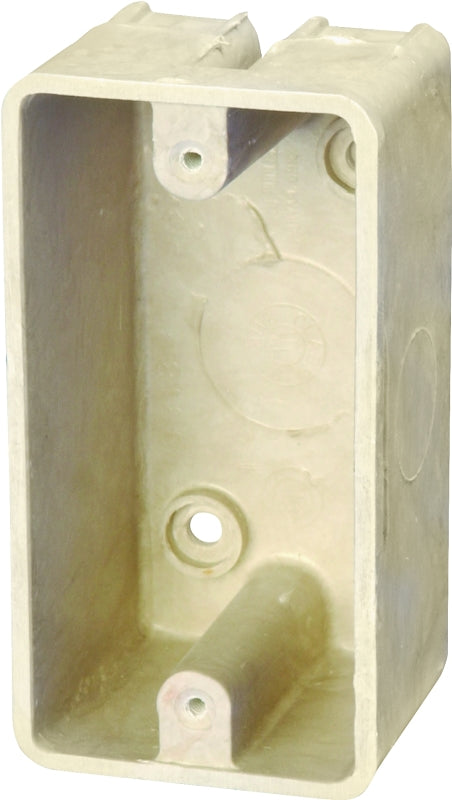 fiberglassBOX 9318 Electrical Box, 1-Gang, 4-Knockout, Thermoset Fiberglass, Beige/Tan, Surface Mounting