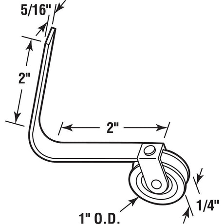 Prime-Line B 570 Roller Assembly, 1 in Dia Roller, 1/4 in W Roller, Steel