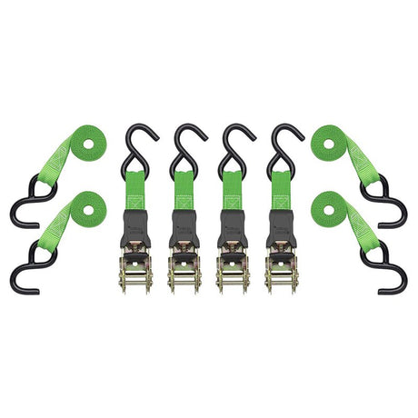 SmartStrap 145 Padded Tie Down, 1 in W, 14 ft L, Polyester/Plastic, Green, 500 lb Working Load, S-Hooks End