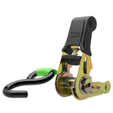 SmartStrap 145 Padded Tie Down, 1 in W, 14 ft L, Polyester/Plastic, Green, 500 lb Working Load, S-Hooks End