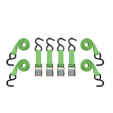 SmartStrap 146 Tie-Down, Cam Buckle, 1 in W, 10 ft L, Steel, Green, 300 lb, S-Hook End Fitting, Steel End Fitting