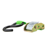 SmartStrap 146 Tie-Down, Cam Buckle, 1 in W, 10 ft L, Steel, Green, 300 lb, S-Hook End Fitting, Steel End Fitting