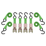 SmartStrap 153 Tie-Down, Ratchet, 1 in W, 10 ft L, Steel, Green, 300 lb, S-Hook End Fitting, Steel End Fitting