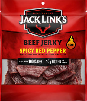 Jack Link's 10000039730 Beef Jerky, Spicy Red Pepper, 2.85 oz Bag, Pack of 12