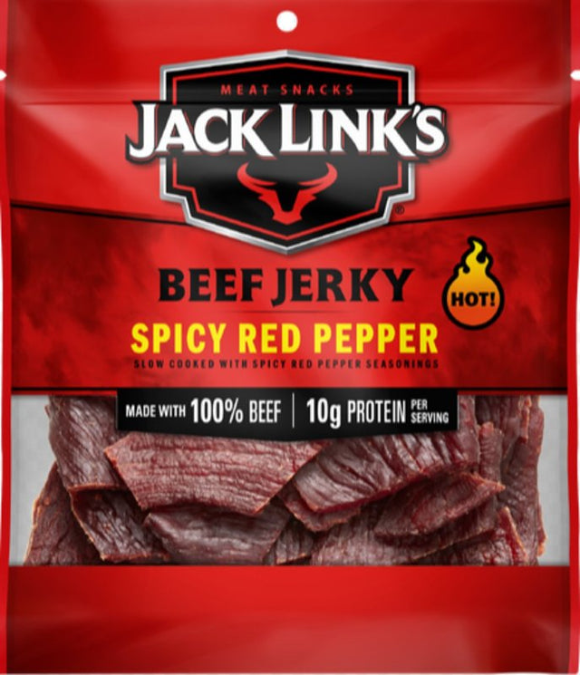Jack Link's 10000039730 Beef Jerky, Spicy Red Pepper, 2.85 oz Bag, Pack of 12