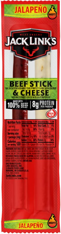 Jack Link's 01040 Snack, Stick, Beef, Cheese, 1.2 oz, Pack of 16
