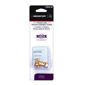 Monster Just Hook It Up Twist-On RG59 Coaxial Connector 2 pk, Pack of 6