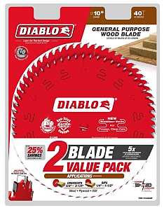 Diablo D104040VP Saw Blade, 10 in Dia, 40-Teeth