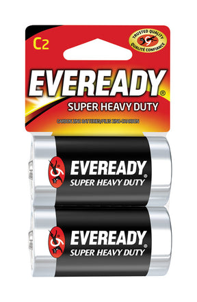 Eveready Super Heavy Duty C Zinc Carbon Batteries 2 pk Carded, Pack of 12