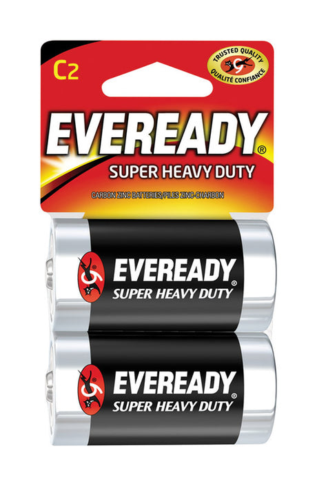 Eveready Super Heavy Duty C Zinc Carbon Batteries 2 pk Carded, Pack of 12