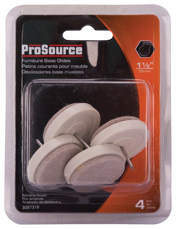ProSource FE-S408-PS Furniture Glide, Felt Cloth, Gray/White, Gray/White, 1-1/2 x 1-1/2 x 1-1/8 in Dimensions