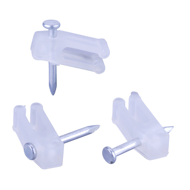 Monster Just Hook It Up 0 ft. L White Telephone Nail In Clips, Pack of 6
