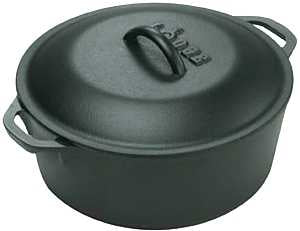 Lodge L8DOL3 Dutch Oven, 5 qt, Iron, Black, 10-1/4 in Dia, Loop Handle