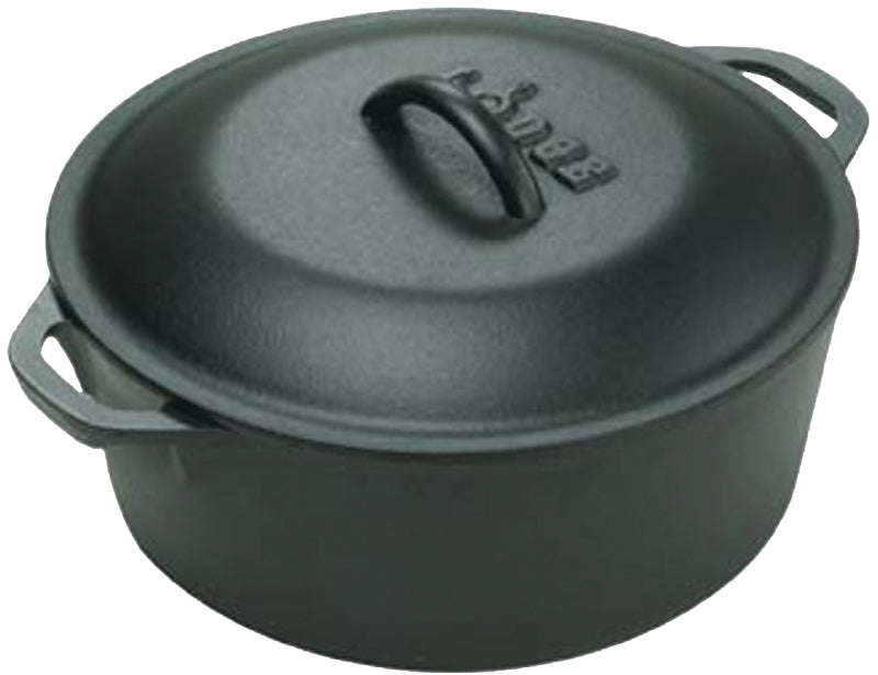 Lodge L8DOL3 Dutch Oven, 5 qt, Iron, Black, 10-1/4 in Dia, Loop Handle