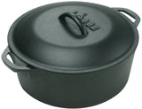 Lodge L8DOL3 Dutch Oven, 5 qt, Iron, Black, 10-1/4 in Dia, Loop Handle