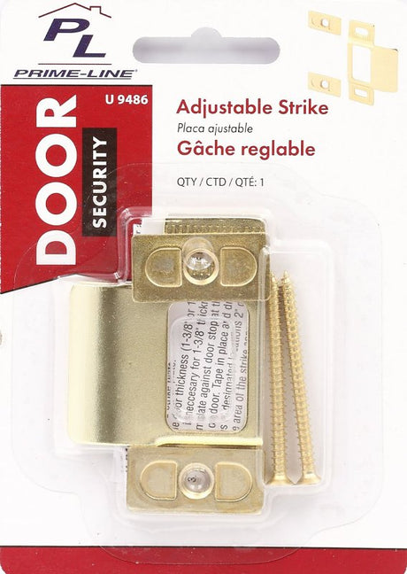 Defender Security U 9486 Door Strike Plate, 2-3/4 in L, 4-1/4 in W, Steel, Brass