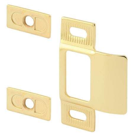 Defender Security U 9486 Door Strike Plate, 2-3/4 in L, 4-1/4 in W, Steel, Brass