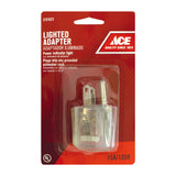 Ace Grounded 1 outlets Adapter w/Light 1 pk