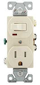 Eaton TR274LA Combination Switch/Receptacle, 2-Pole, 15 A, 120 V Switch, 125 V Receptacle, NEMA: NEMA 5-15R