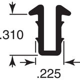 Make-2-Fit P 7744 Glass Glazing Channel, 0.225 in W, 200 ft L, Vinyl, Gray