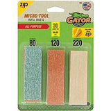 Gator MicroZip 7801 Refill Sheet, 3-1/2 in L, 1 in W, Extra Fine, Fine, Medium, 80 Grit, Aluminum Oxide Abrasive