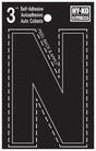 Hy-Ko 30400 Series 30424 Die-Cut Letter, Character: N, 3 in H Character, Black Character, Vinyl, Pack of 10