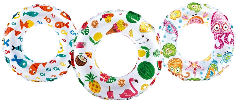 Intex 59230EP Lively Print Swim Ring, Vinyl, Assorted, Pack of 36