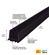 M-D 43339 Under Door Seal, 2 in W, 1-3/4 in Thick, 36 in L, Vinyl, Black