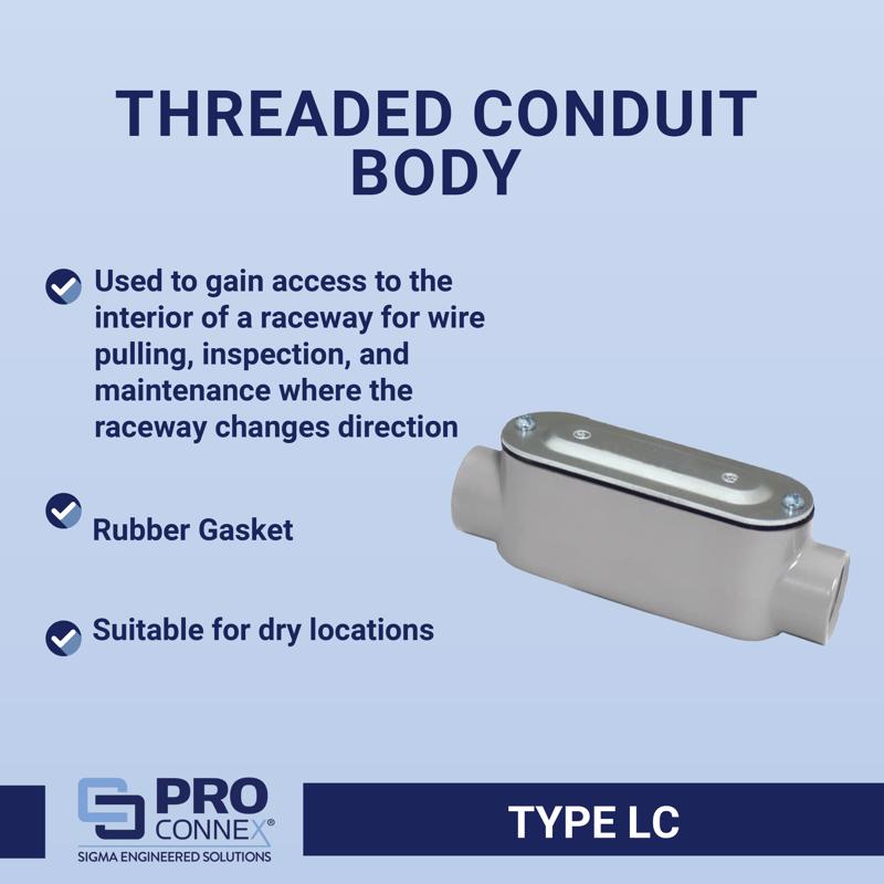 Sigma Engineered Solutions ProConnex 1 in. D Die-Cast Aluminum Conduit Body For Rigid/IMC 1 pk