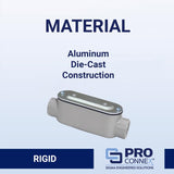 Sigma Engineered Solutions ProConnex 1 in. D Die-Cast Aluminum Conduit Body For Rigid/IMC 1 pk