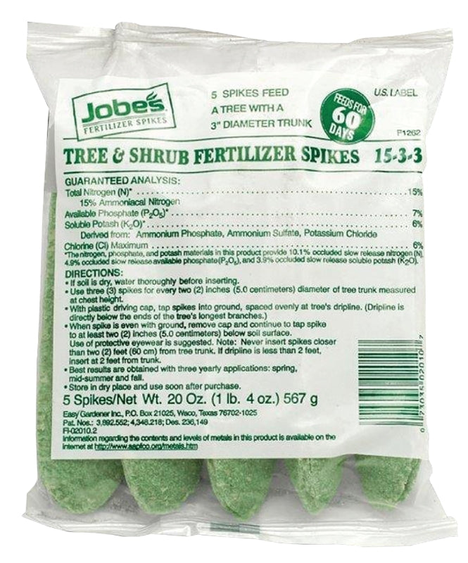 Jobes 02010 Fertilizer Spike Bag, Spike, Light Green, Slight Ammonia Bag