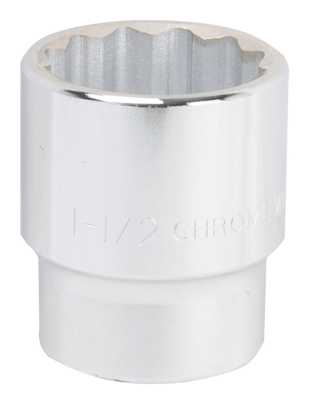 Vulcan MT-SS6048 Drive Socket, 1-1/2 in Socket, 3/4 in Drive, 12-Point, Chrome Vanadium Steel, Chrome