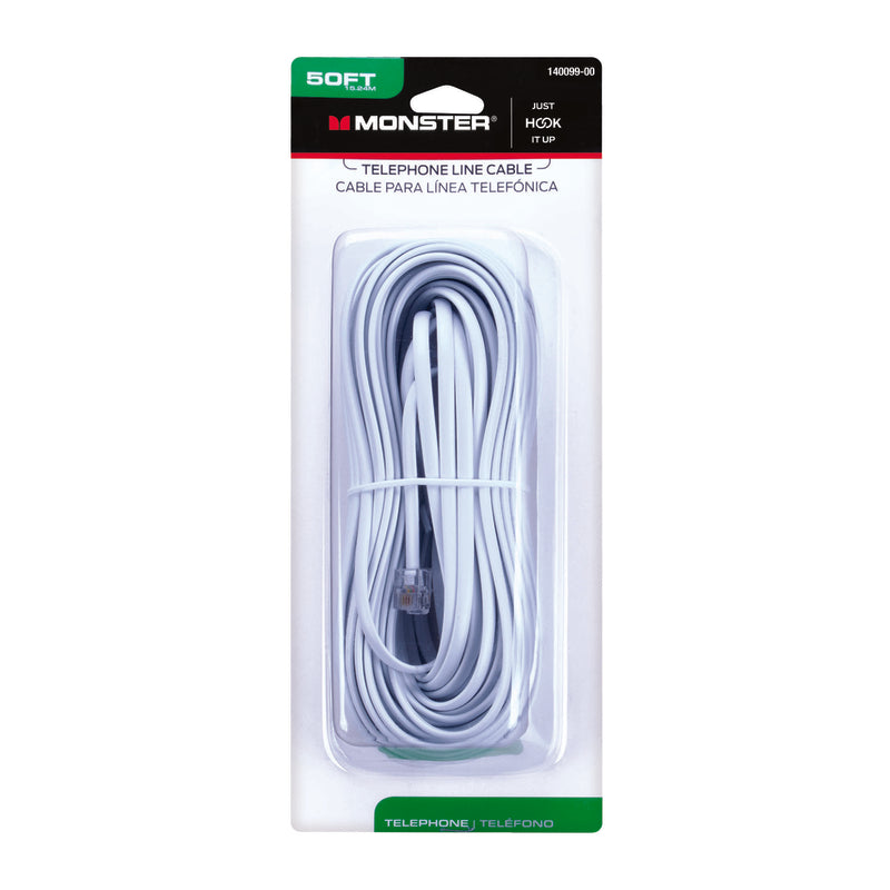 Monster Just Hook It Up 50 ft. L White Modular Telephone Line Cable ...