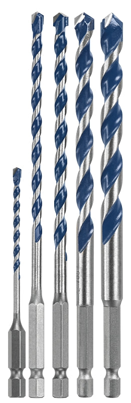 Bosch HCBG500T Hammer Drill Bit Set, 5-Piece, Includes: (1) 1/8 in x 2 in x 3 in, (1) 3/16 in x 4 in x 6 in Bits