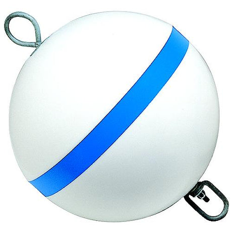 Taylor Traditional Sur-Moor Mooring Buoy - White With Blue Reflective Striping