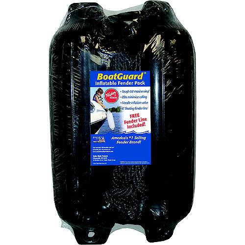 Taylor 2Pk Boatguard Fenders W/Fender Line, Black, 6" x 22"