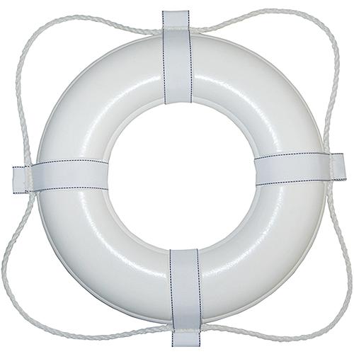 Taylor Vinyl Coated Foam Life Ring, 20″ White w/White Rope, 1/case