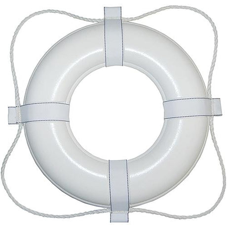 Taylor Vinyl Coated Foam Life Ring, 24″ White w/White Rope